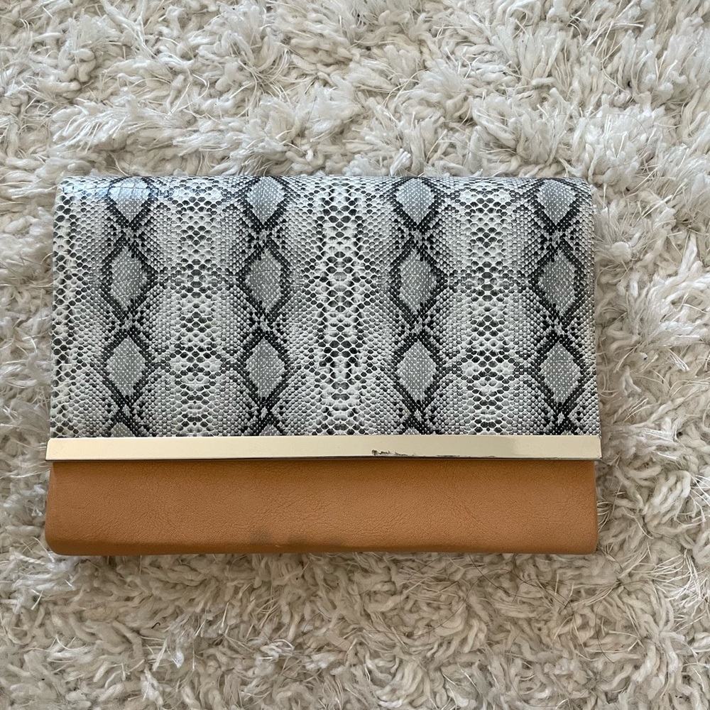Stylish Tan and Gray Clutch